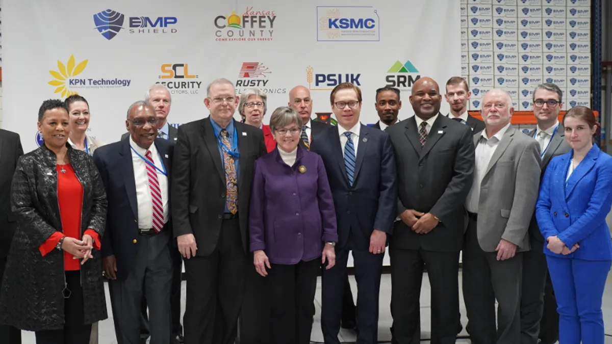 Kansas Gov. Kelly during the announcement of the $1.9 billion EMP Shield project