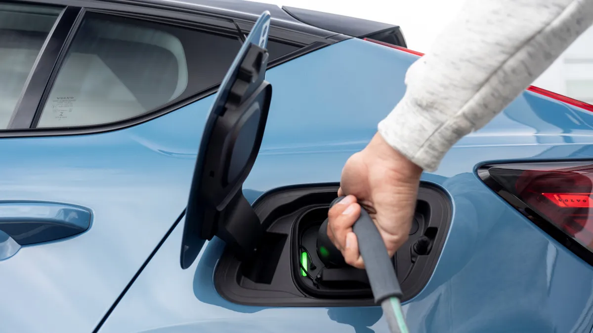 Charging port on the Volvo C40 recharge SUV.