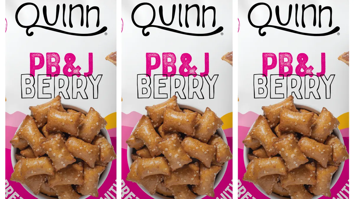 Packages of Quinn PB&J Berry Pretzel Nuggets