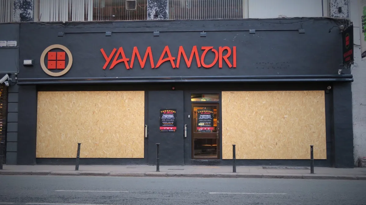 A closed restaurant in Dublin City Centre during the novel coronavirus pandemic in 2020.