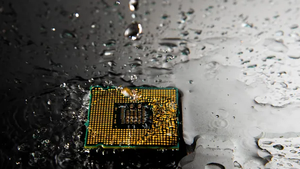 Computer chip in water