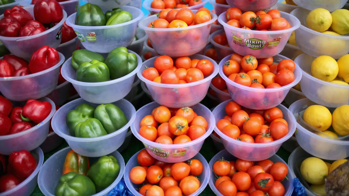 fruits and vegetables in bowls