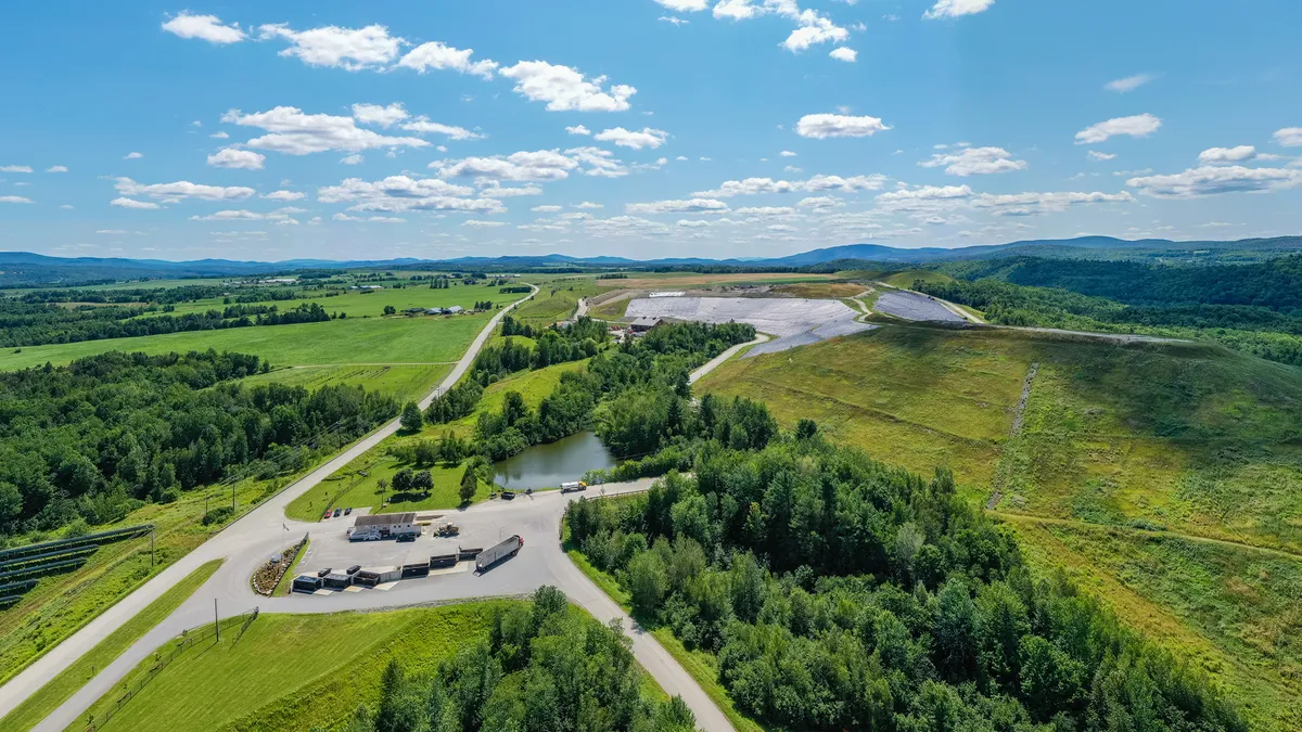 Aerial view of landfill in Vermont