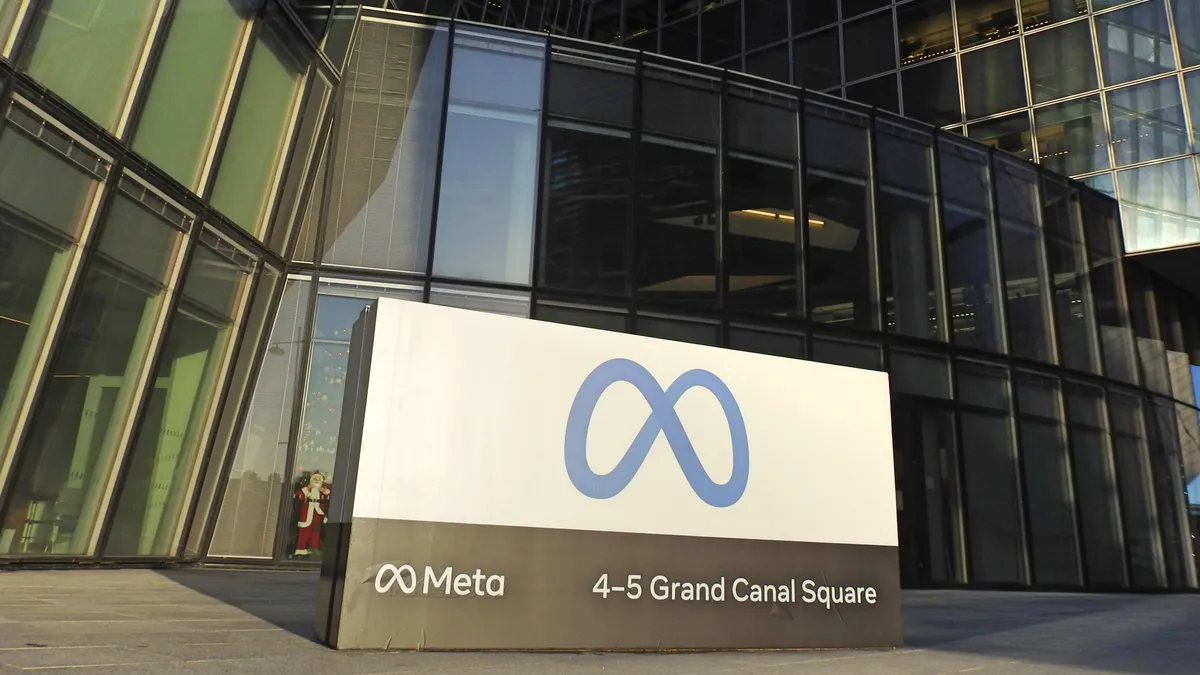 Meta headquarters in Dublin's Grand Canal Square on Dec. 10, 2021.