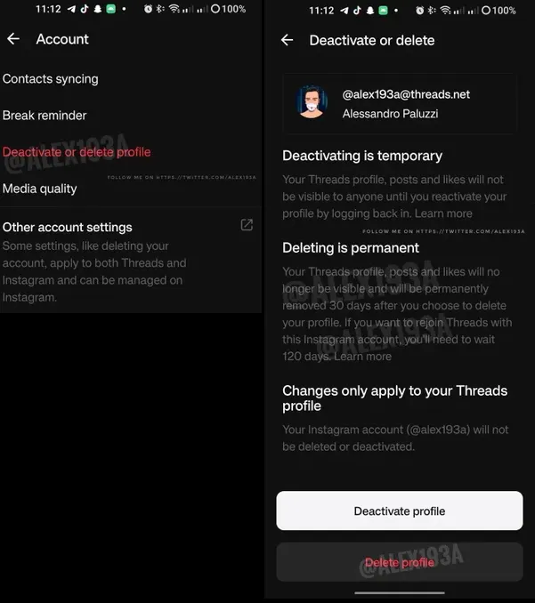Threads delete