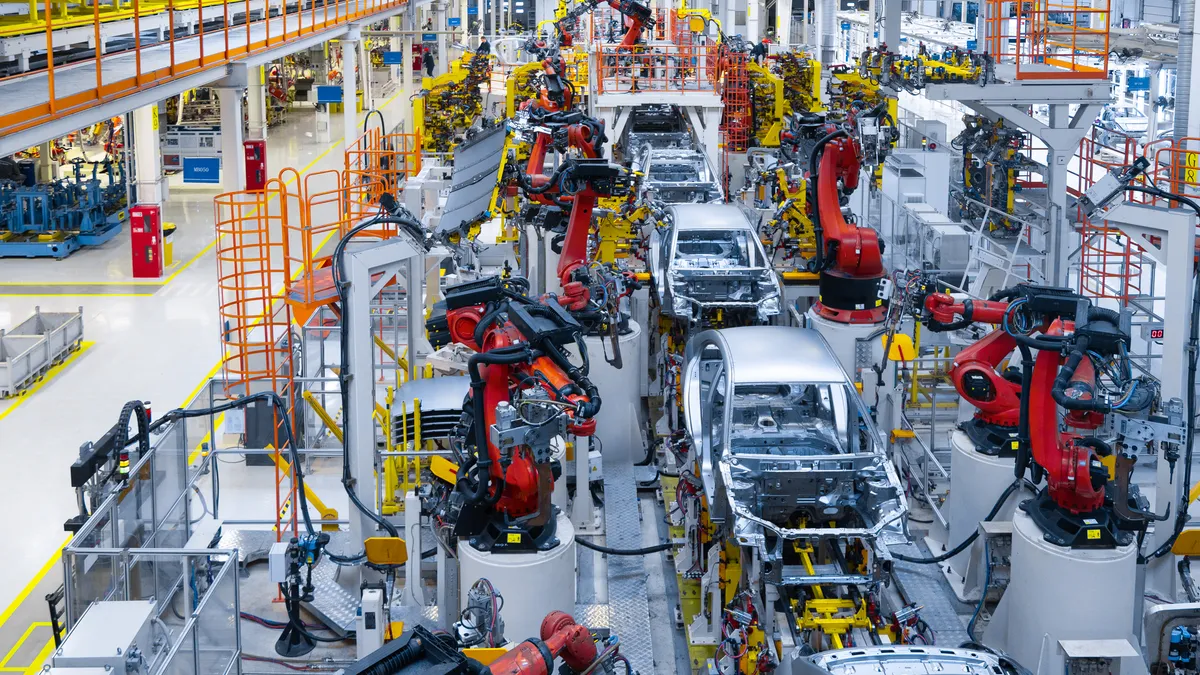 An automobile assembly line