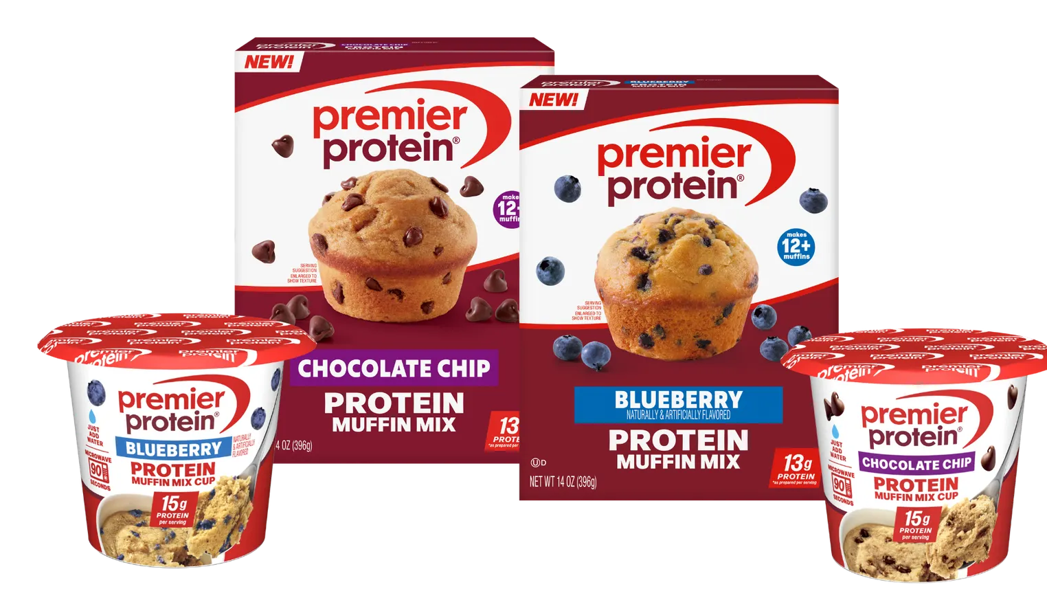 Packages of Premier Protein muffins.