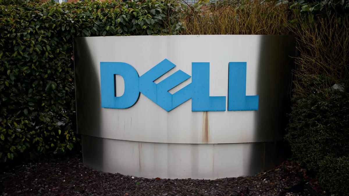The Dell Corporation sign at the entrance of their registered company address in Bracknell, England