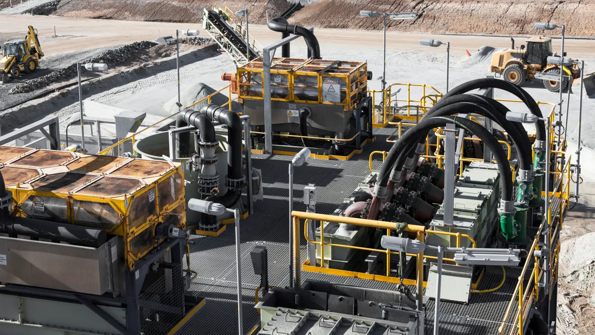 Lithium Mine Processing Plant, Western Australia. Mechanical processing is used to refine lithium spodumene concentrate.