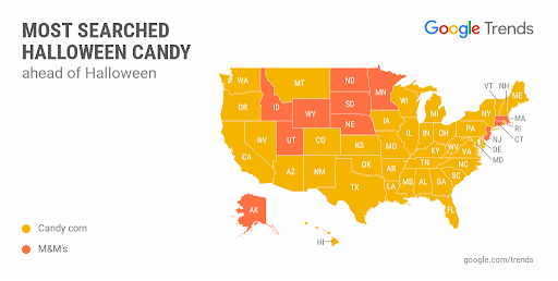 Google Halloween candy trends