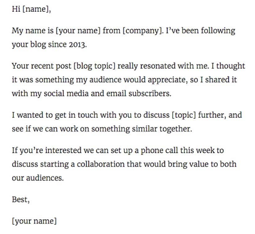 A generic outreach email template