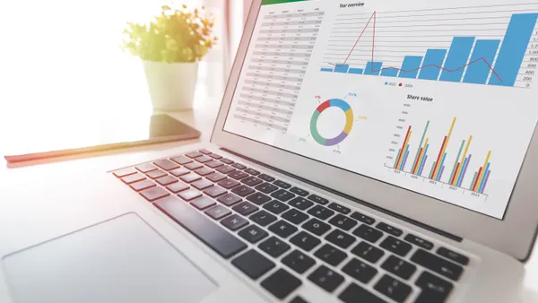 Close up shot of a spreadsheet on laptop screen.