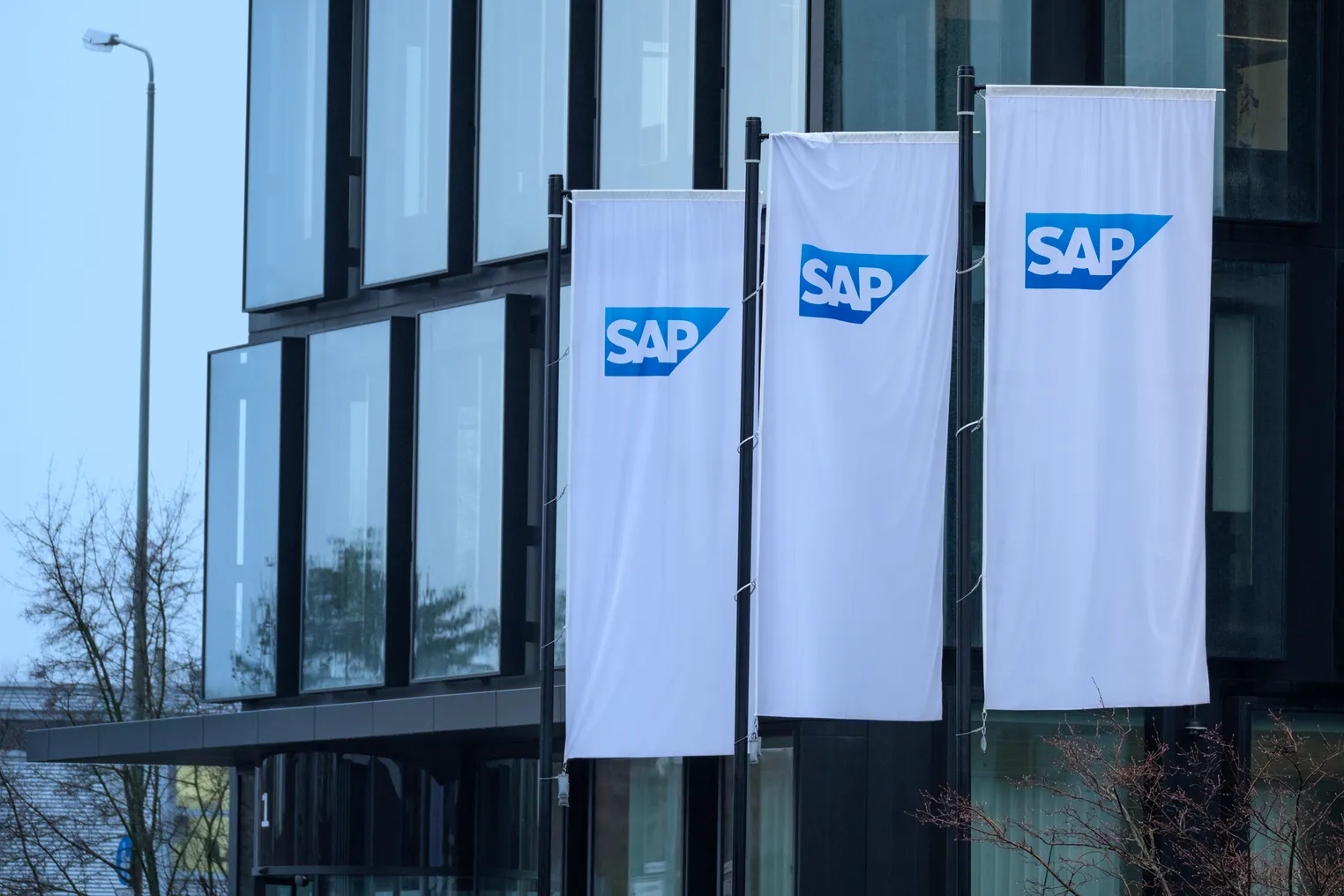 SAP SE enterprise software development company building in Frankfurt, Germany on February 08, 2024.