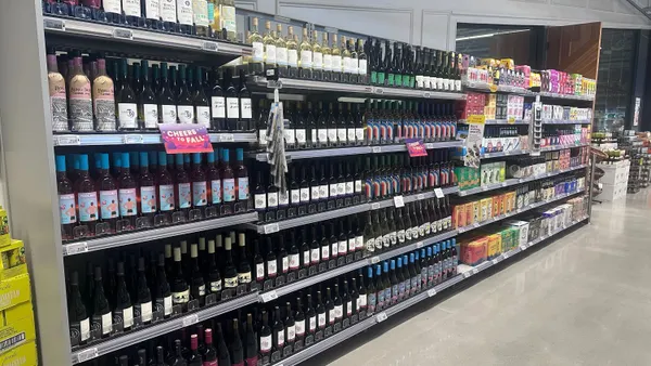 Low- and nonalcoholic products on grocery store shelves.