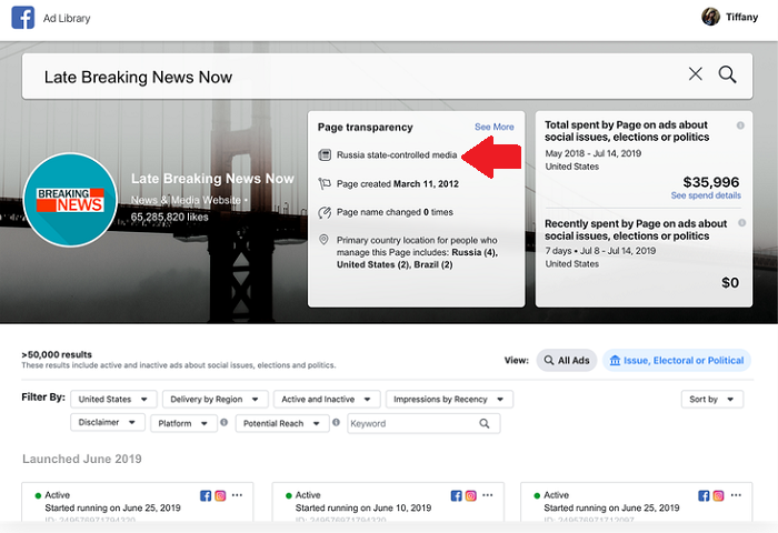 Facebook state-backed media labels