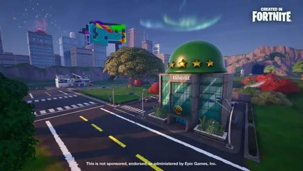 A rendering of The General's Fortnite activation.