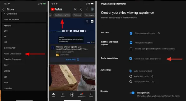 YouTube audio narration