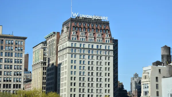 A facade of the W Hotel at Union Square in New York City.