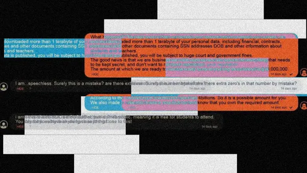 An image of direct messages distorted with data glitch.