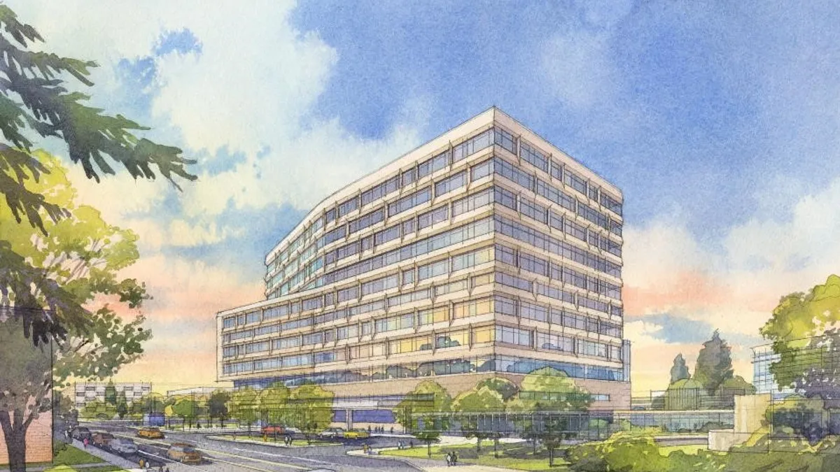 A rendering of the University of Michigan's new, 12 story hospital in Ann Arbor.