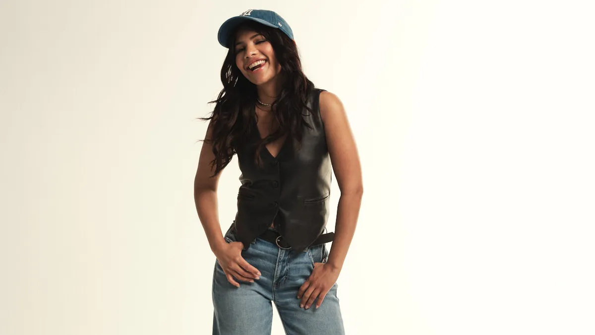 Nikki Rodriguez poses for American Eagle's Fall 2024 campaign.