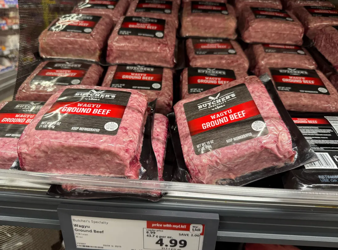 Packages of meat in a grocery store
