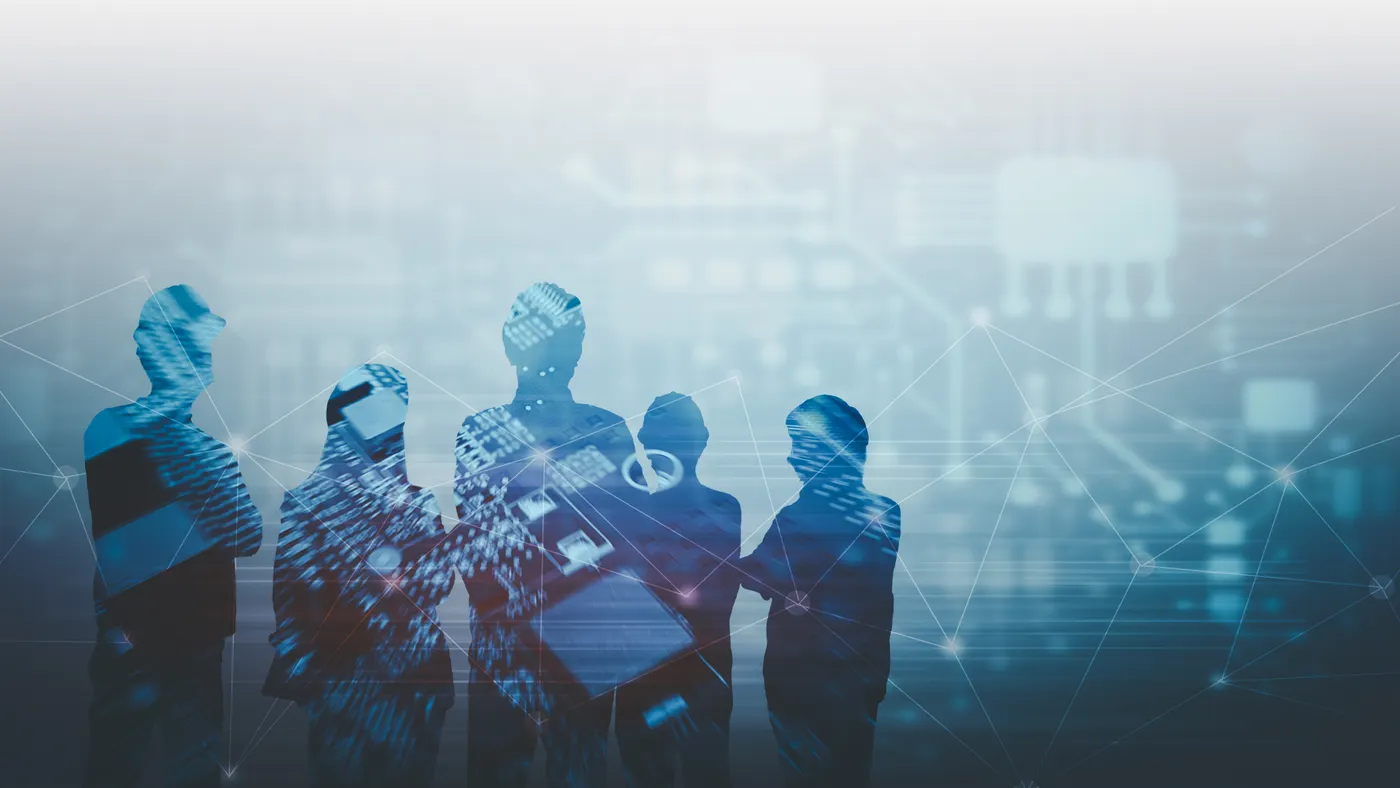 Futuristic electronic semiconductor and telecommunication network concept