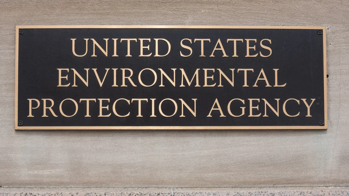 A sign on the U.S. Environmental Protection Agency building in Washington, D.C.