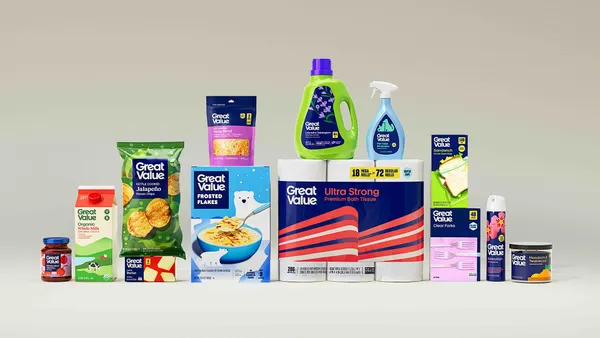 An array of packaged Great Value products