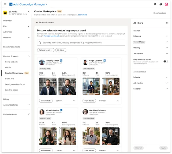 LinkedIn creator discovery tools