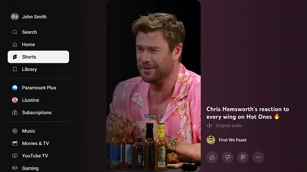 YouTube CTV UI