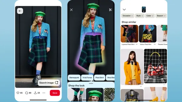 Examples of Pinterest's new search by picture element tool.