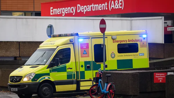 Ambulance waits outside emergency department