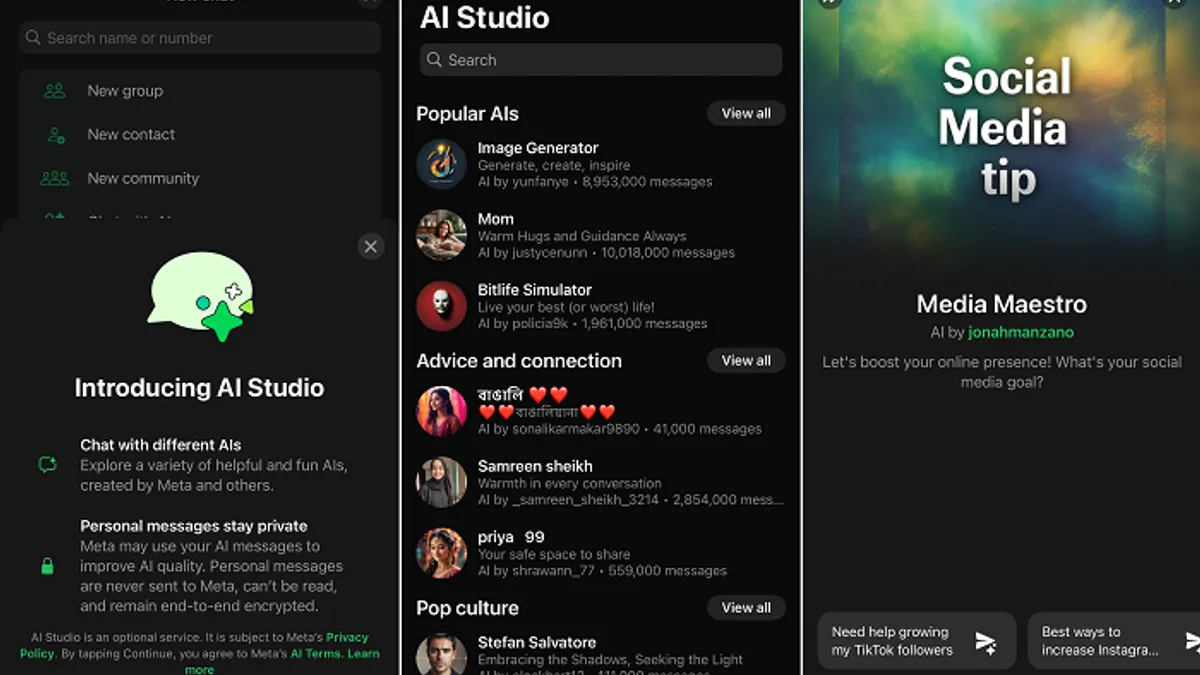 Meta AI Studio on WhatsApp