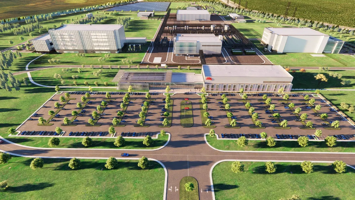 A rendering of Eli Lilly's planned $6 billion factory coming to Huntsville, Alabama.