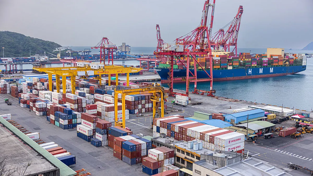 Containers are seen at the Port of Keelung on April 04, 2025 in Keelung, Taiwan. U.S. President Donald Trump on Wednesday announced sweeping "reciprocal tariffs" on U.S. trading partners, including a 32 percent tax on goods from Taiwan that is set to take effect on April 9.