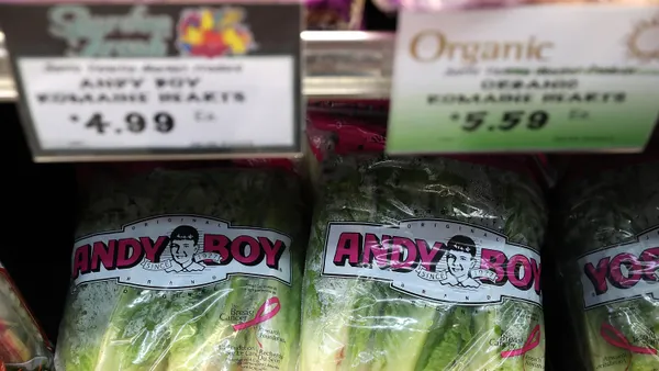 Close up view of Andy Boy packaged lettuce
