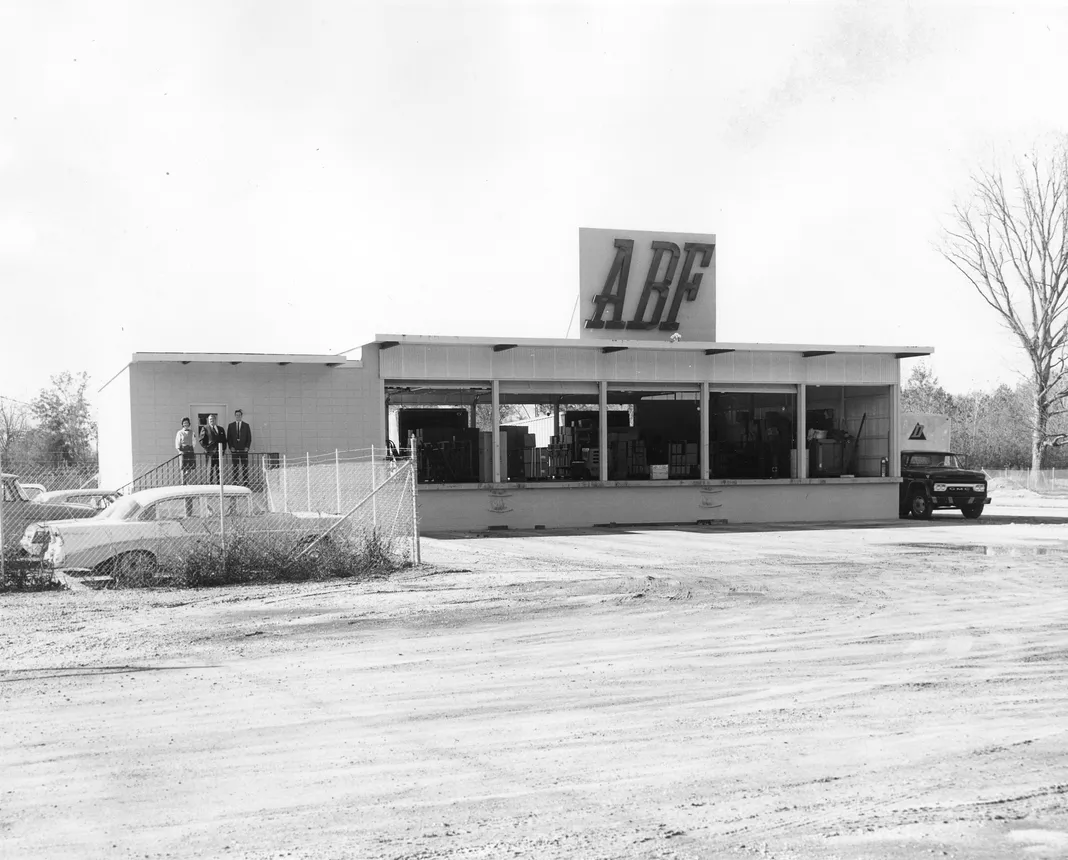 A historic photo shows an ABF terminal in Vicksburg, Mississippi, in 1960.