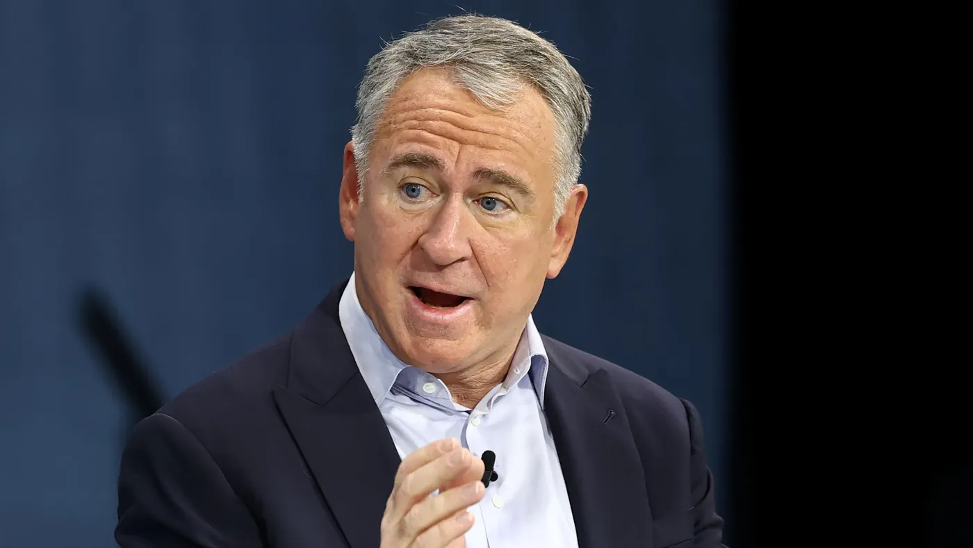 A close up of Ken Griffin while he speaks at an event.