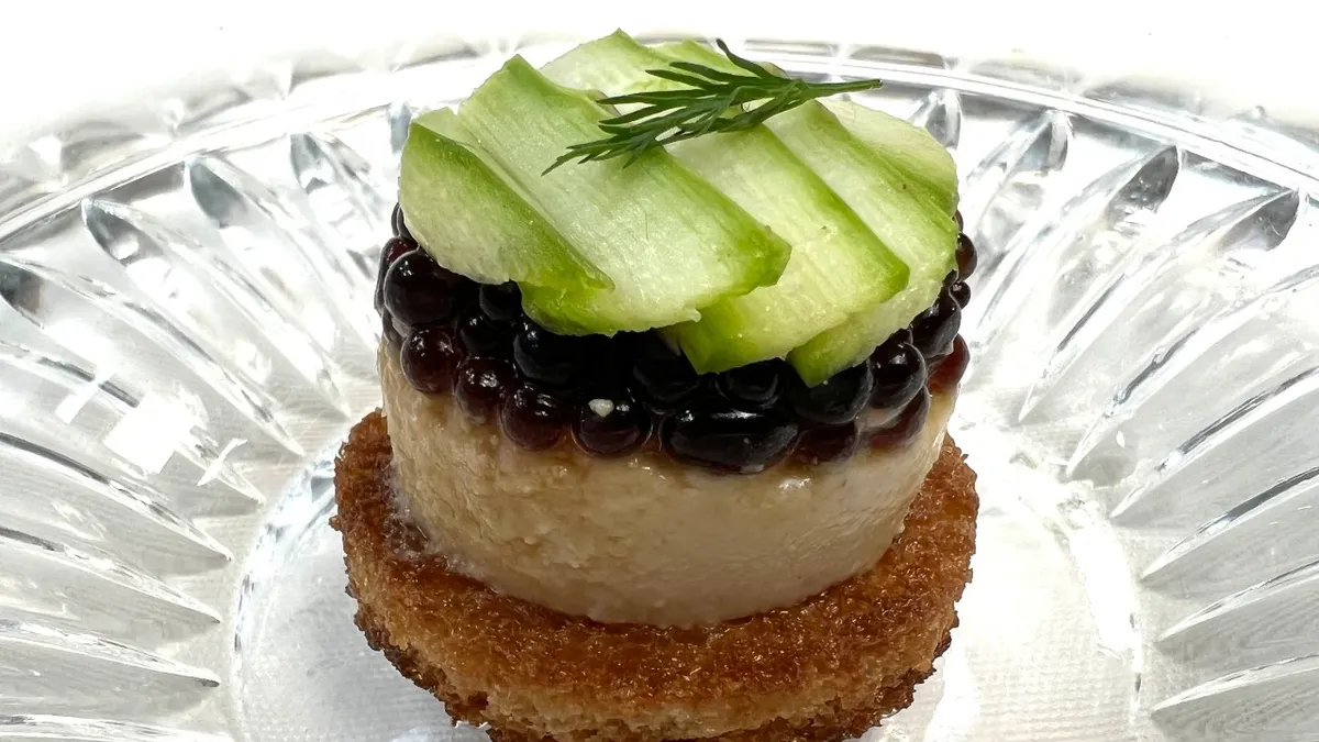 Mycelium foie gras with mycelium caviar made by the Better Meat Co