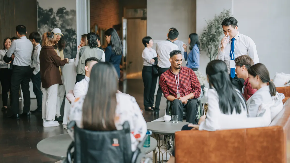 business people talk during a coffee break in Seminar Business conference