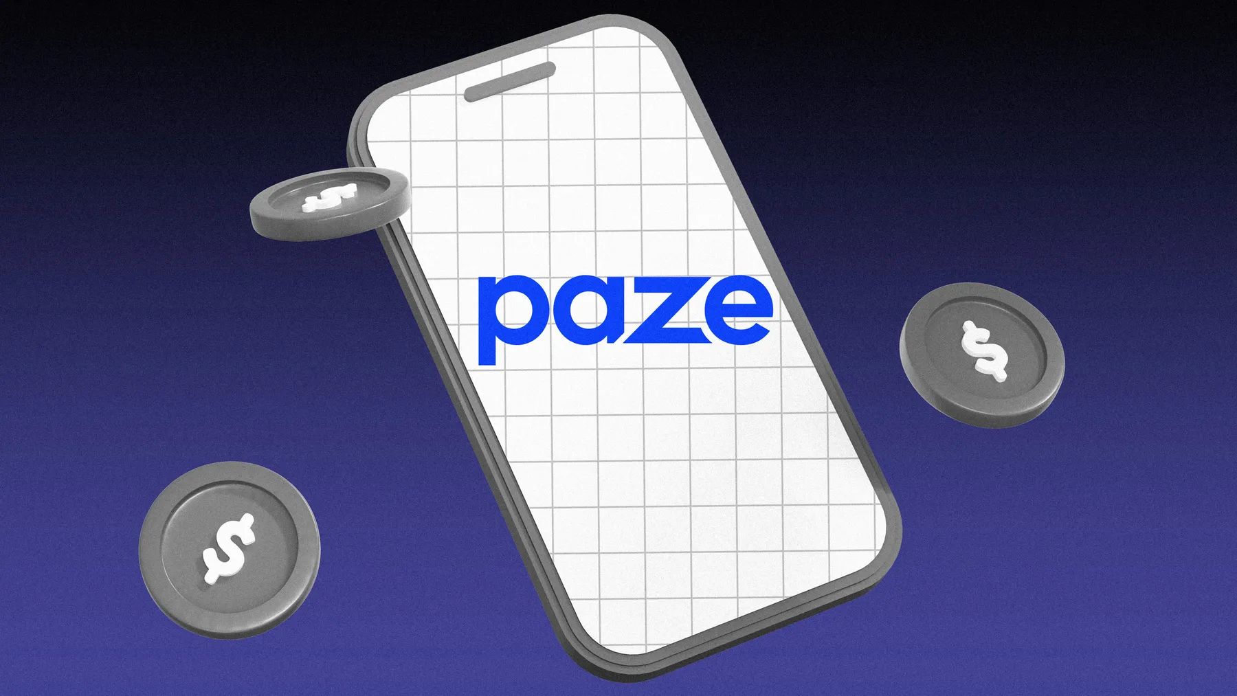 Paze's logo is displayed on a smart phone.