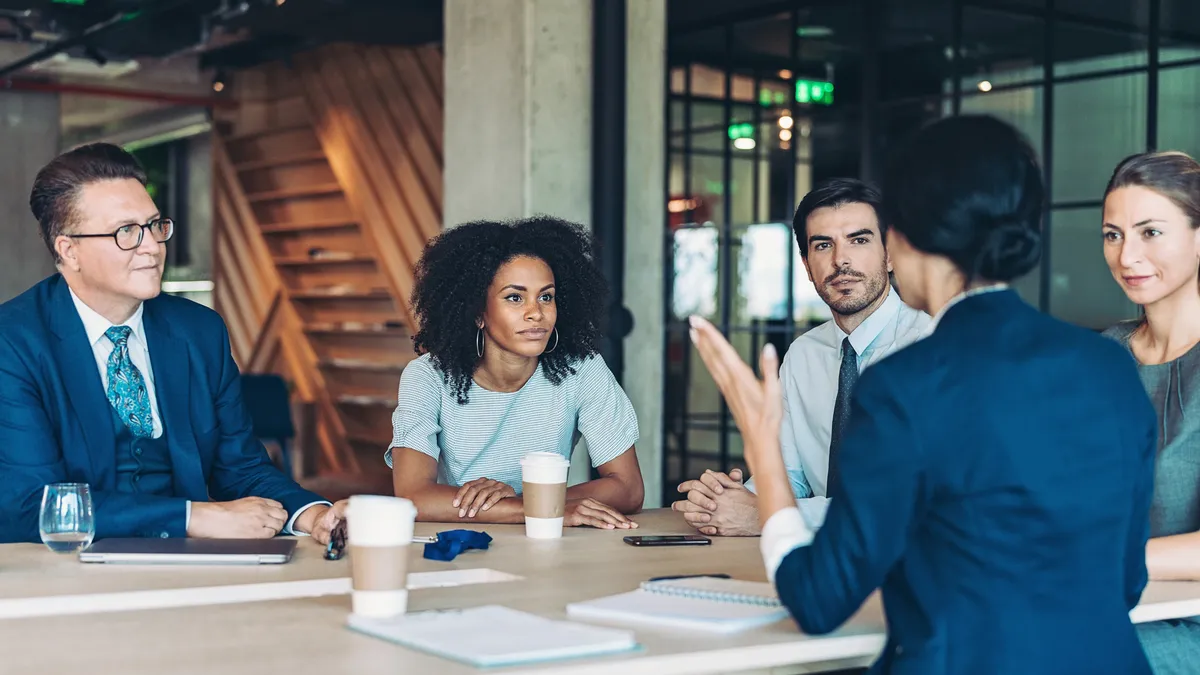 A multiethnic group of lawyers having a discussion