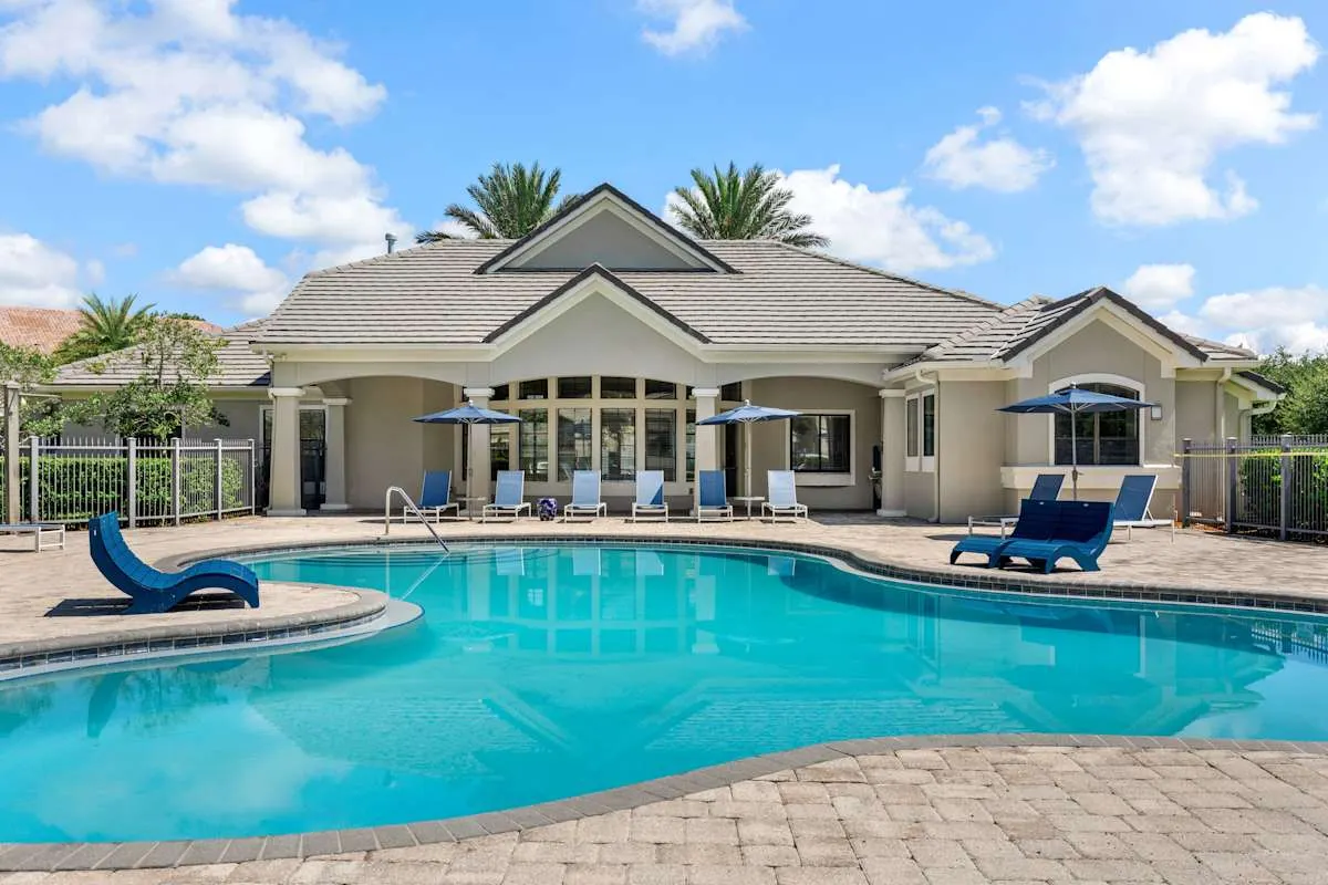 Pool with clubhouse in the background