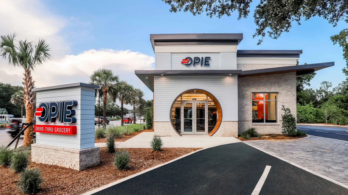 Exterior of Opie Drive-Thru Grocery store in Mount Pleasant, South Carolina