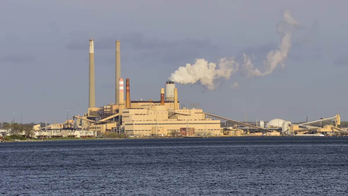 A power plant next to the coast.