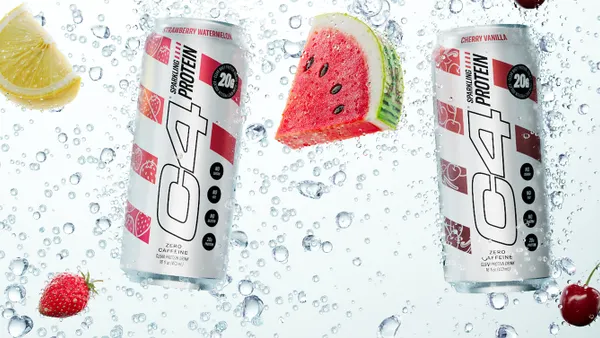 Three cans of C4's sparkling protein.
