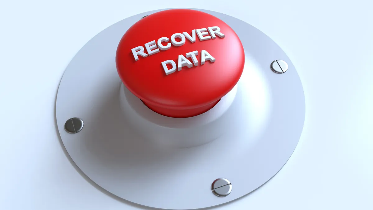 Red emergency button with words "Recover Data" printed on it.