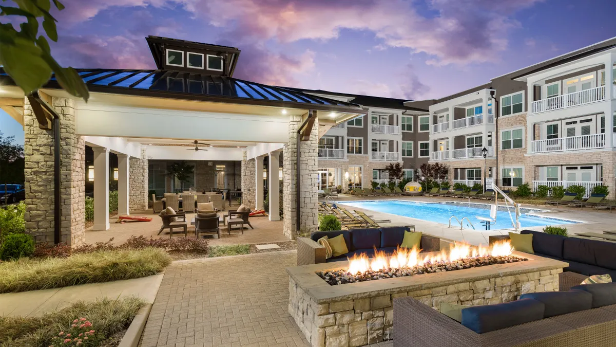 The exterior of an apartment complex in Charlotte, NC