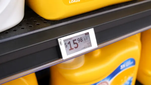 A close-up of a digital price tag.
